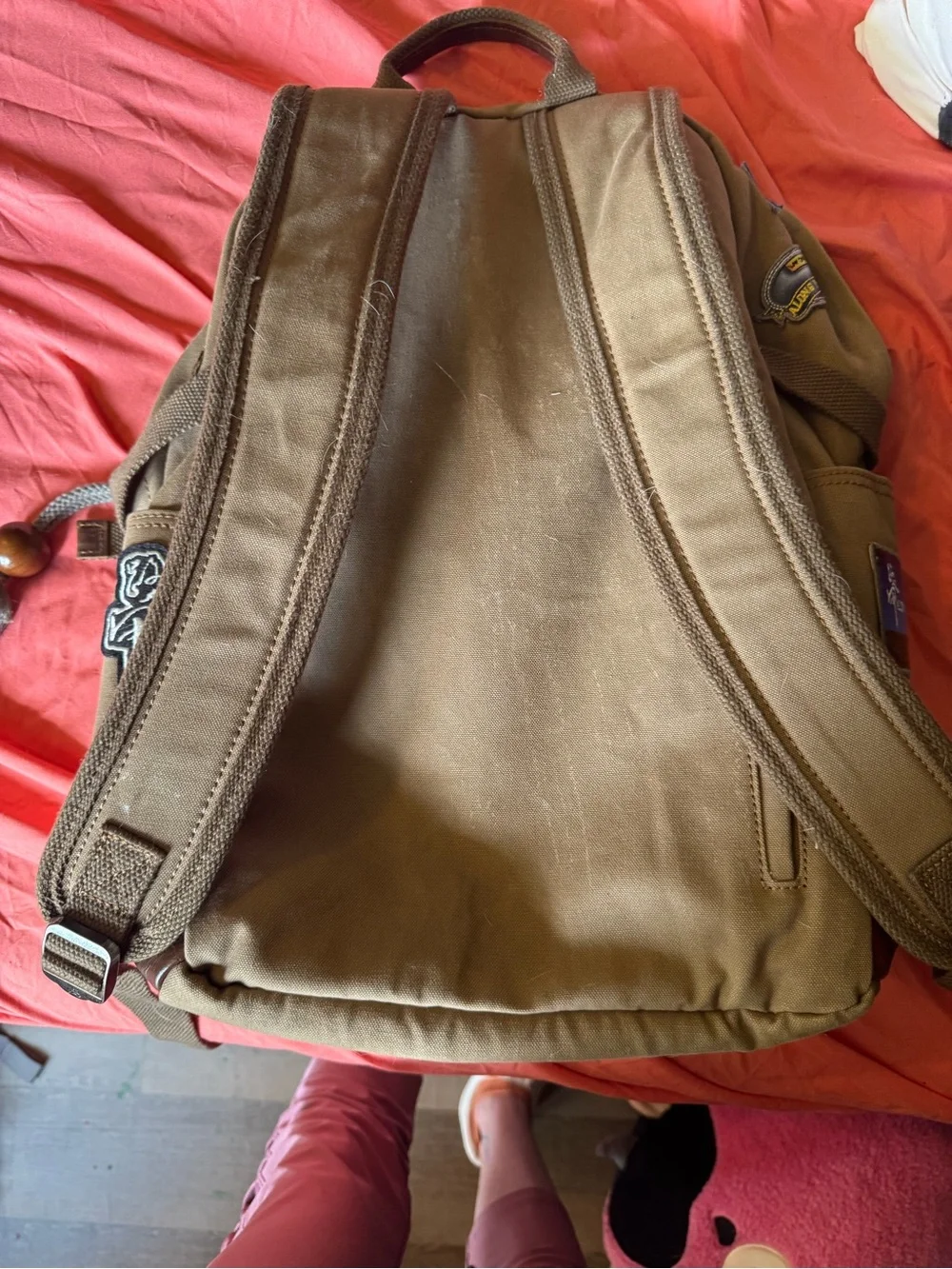 Canvas Backpack with Brown Leather Trim - Casual Everyday Carry